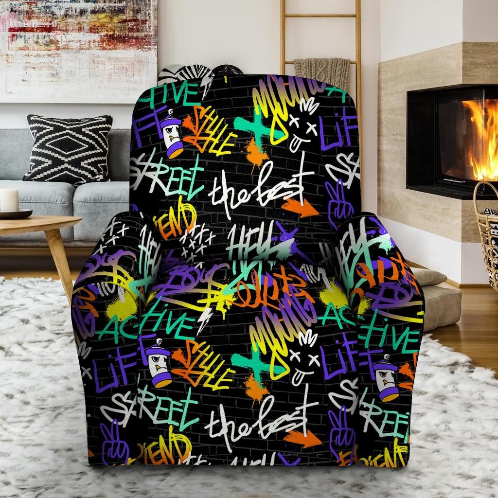 Urban Graffiti Print Recliner Cover-grizzshop