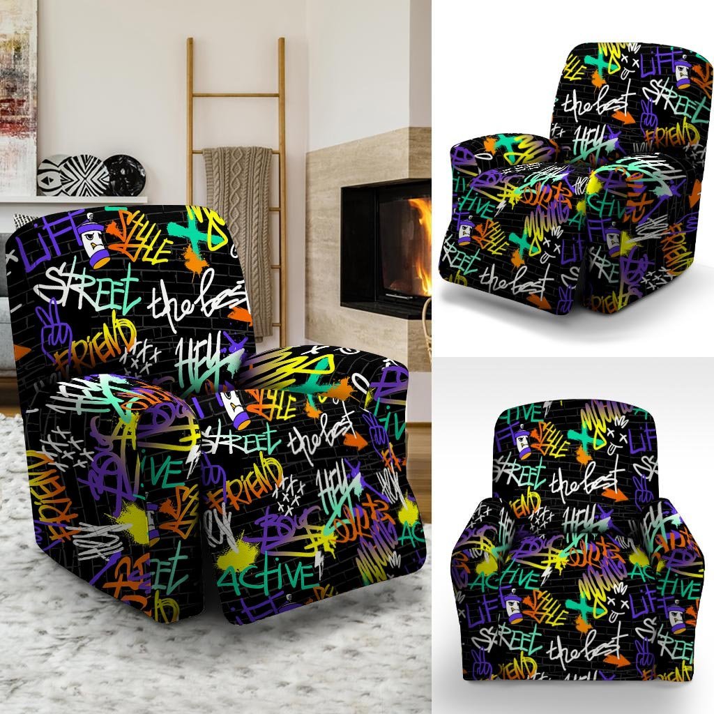 Urban Graffiti Print Recliner Cover-grizzshop