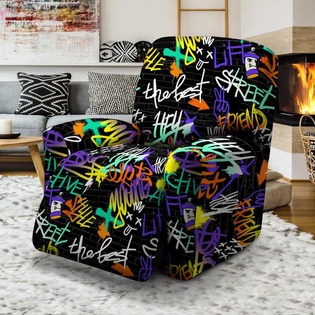 Urban Graffiti Print Recliner Cover-grizzshop