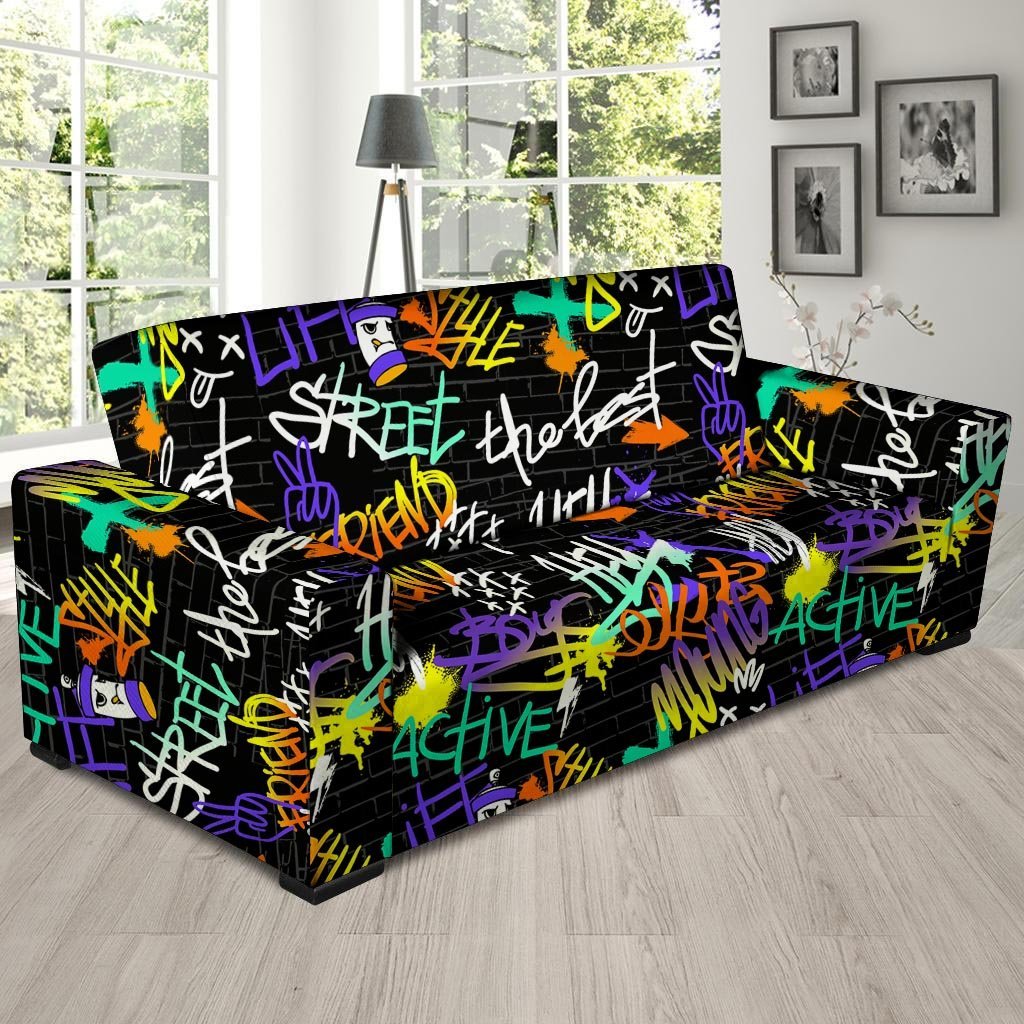 Urban Graffiti Print Sofa Cover-grizzshop