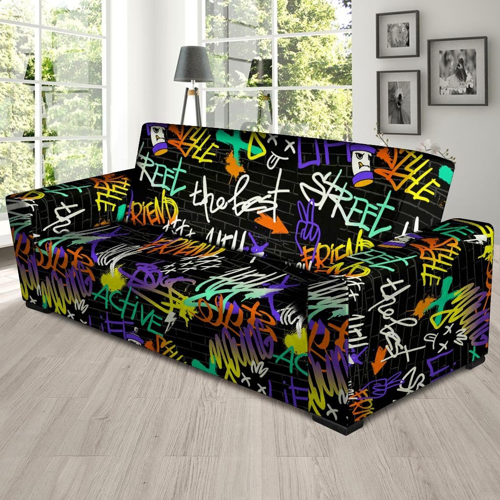 Urban Graffiti Print Sofa Cover-grizzshop