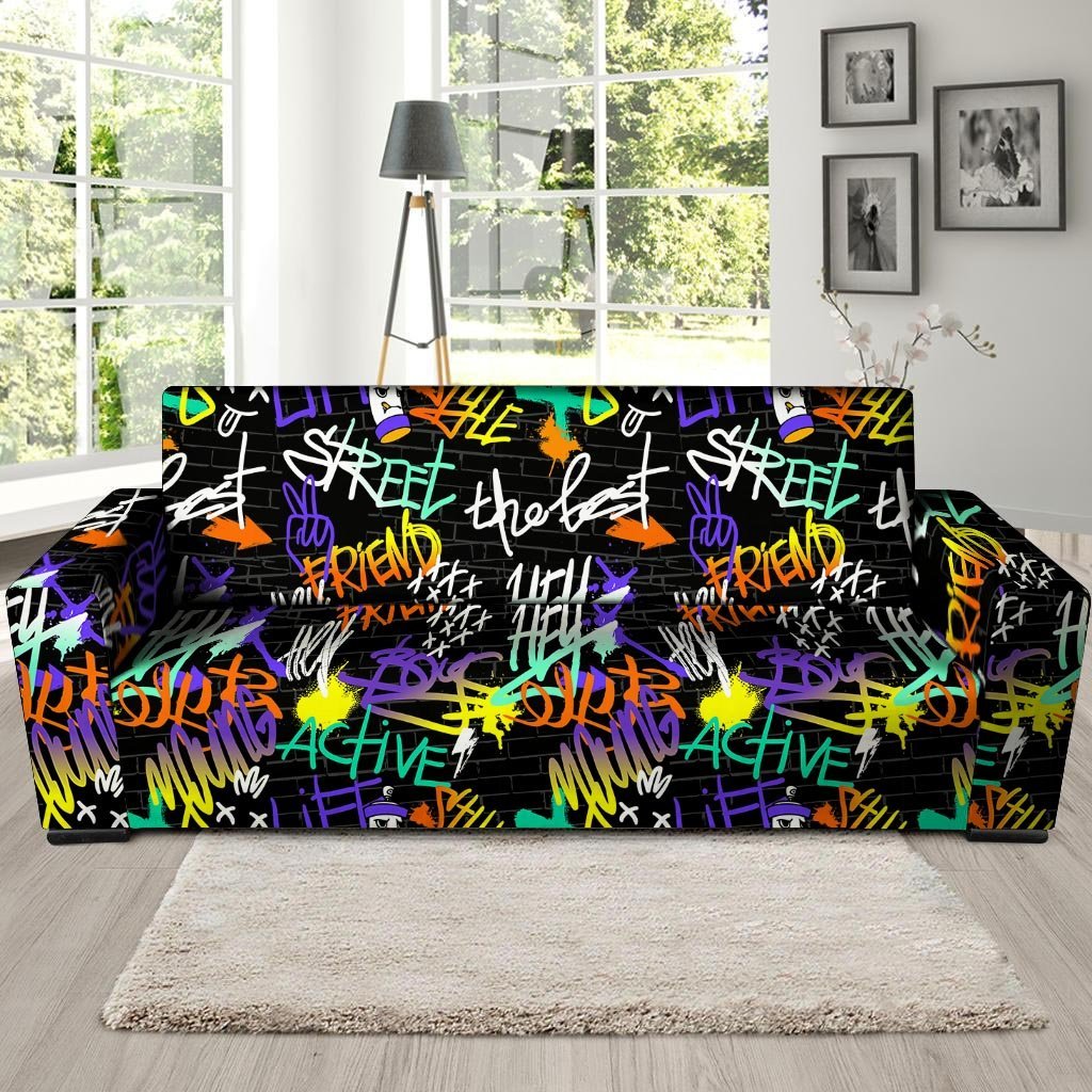 Urban Graffiti Print Sofa Cover-grizzshop