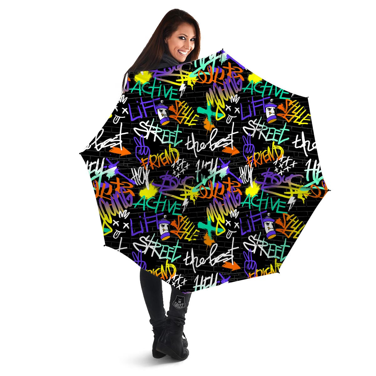 Urban Graffiti Print Umbrella-grizzshop