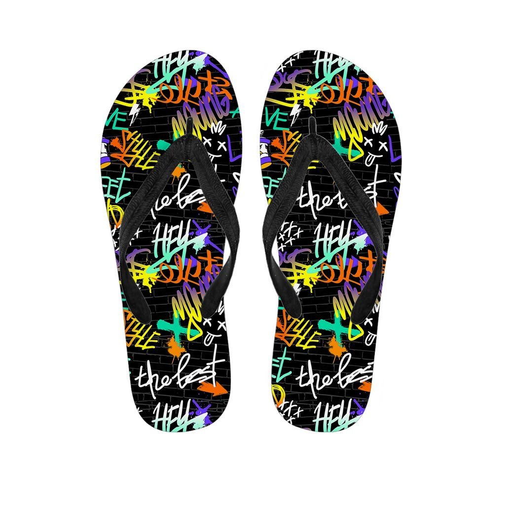 Urban Graffiti Print Women's Flip Flops-grizzshop