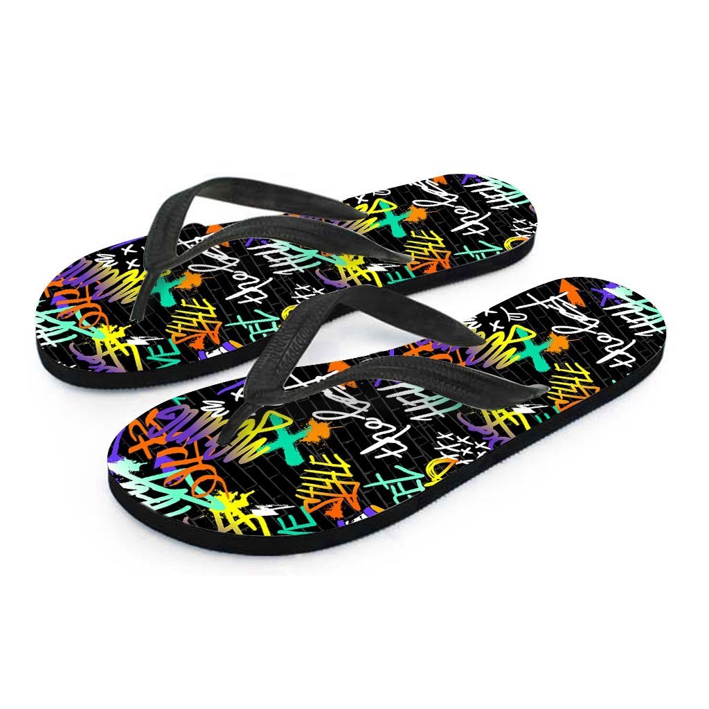 Urban Graffiti Print Women's Flip Flops-grizzshop