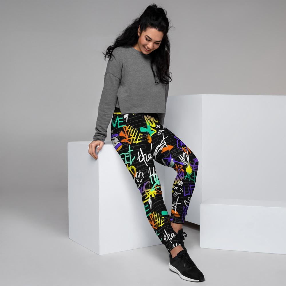 Urban Graffiti Print Women's Joggers-grizzshop