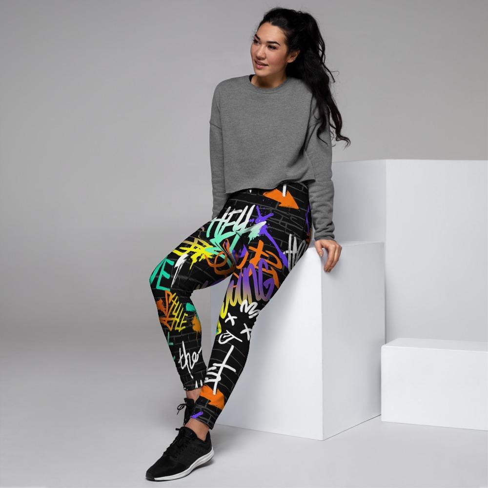 Urban Graffiti Print Women's Joggers-grizzshop