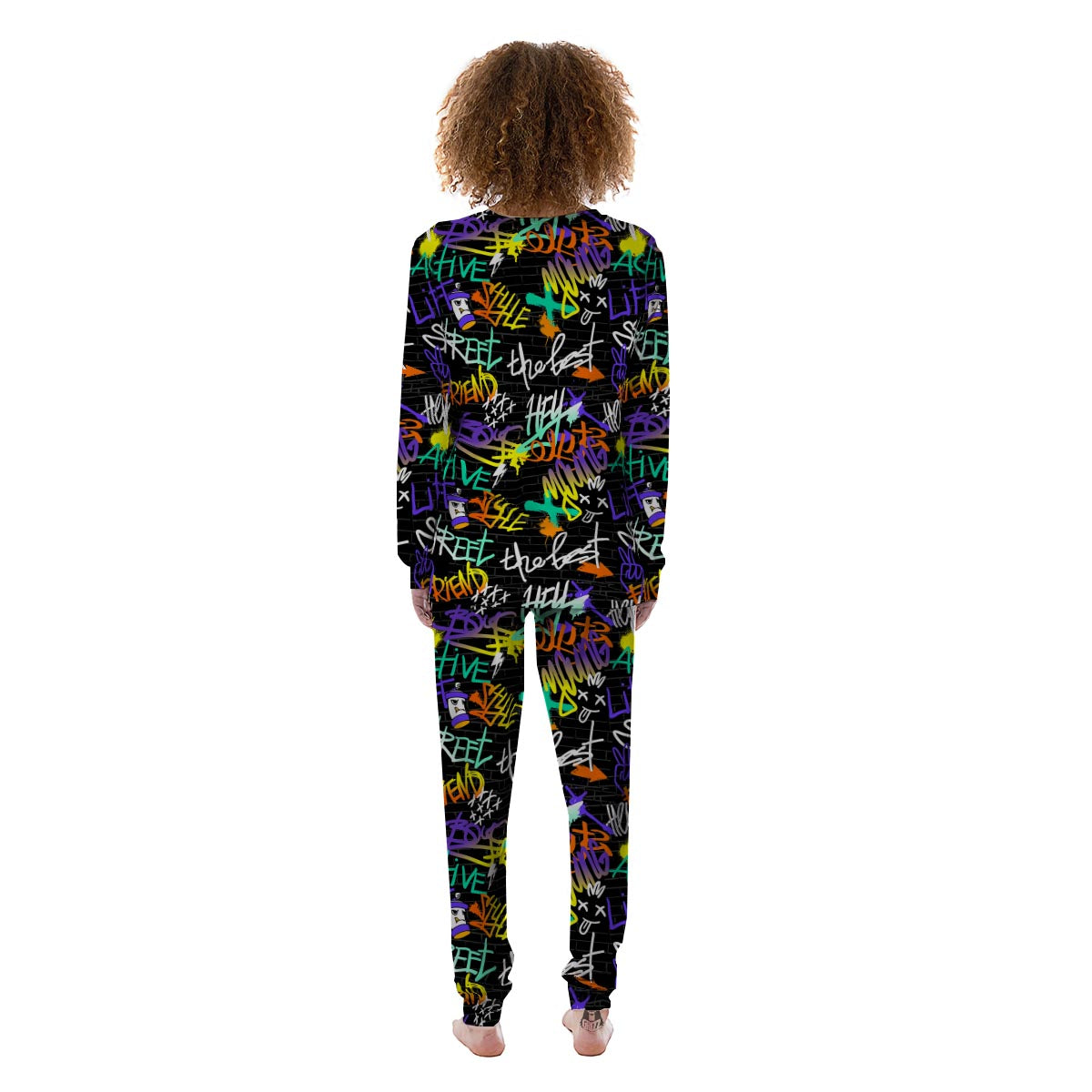 Urban Graffiti Print Women's Pajamas-grizzshop