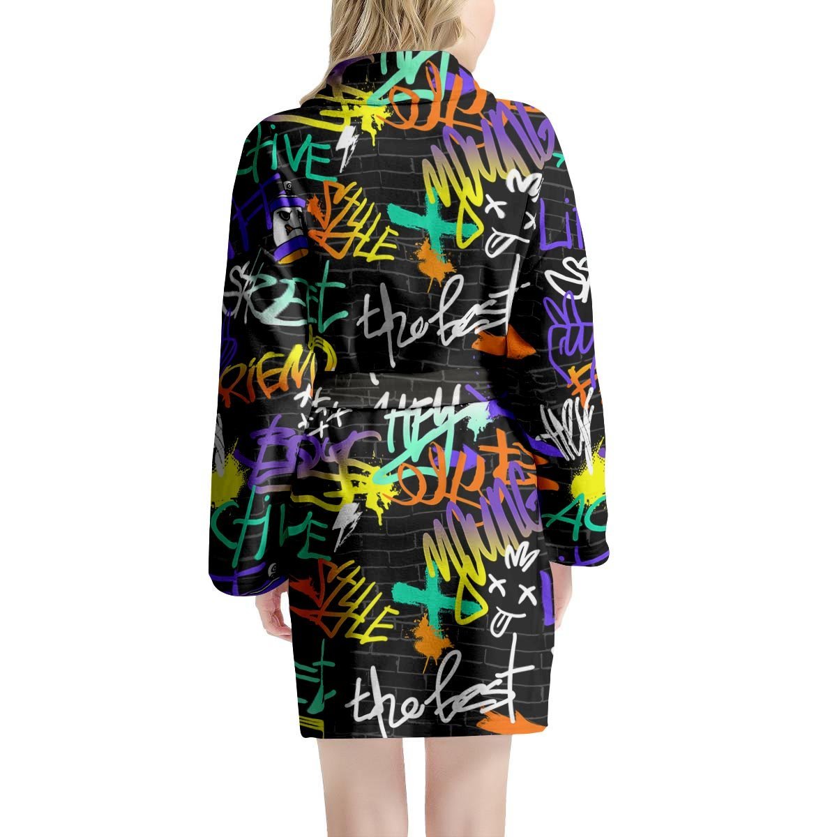 Urban Graffiti Print Women's Robe-grizzshop