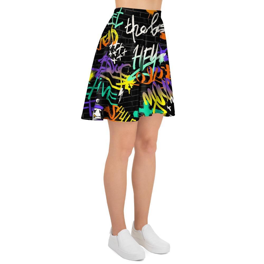 Urban Graffiti Print Women's Skirt-grizzshop