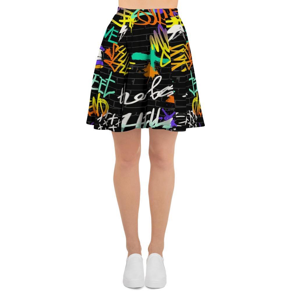 Urban Graffiti Print Women's Skirt-grizzshop