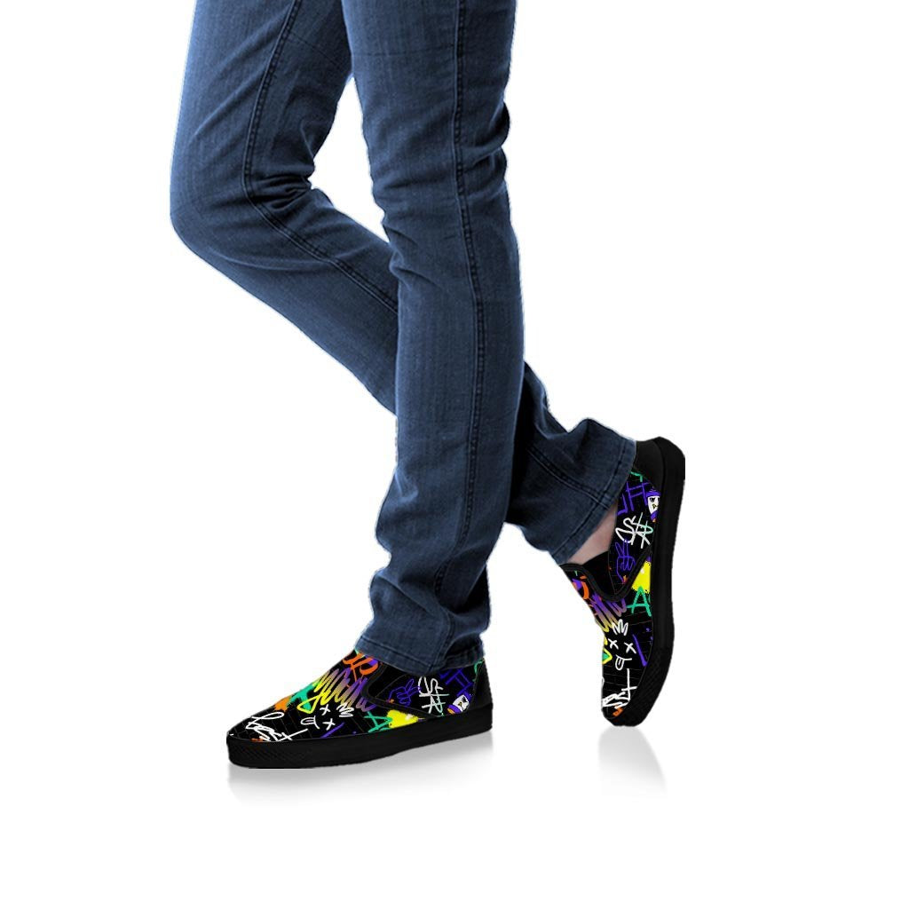 Urban Graffiti Print Women's Slip On Sneakers-grizzshop