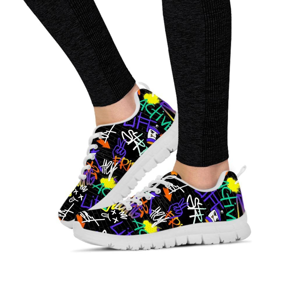 Urban Graffiti Print Women's Sneakers-grizzshop