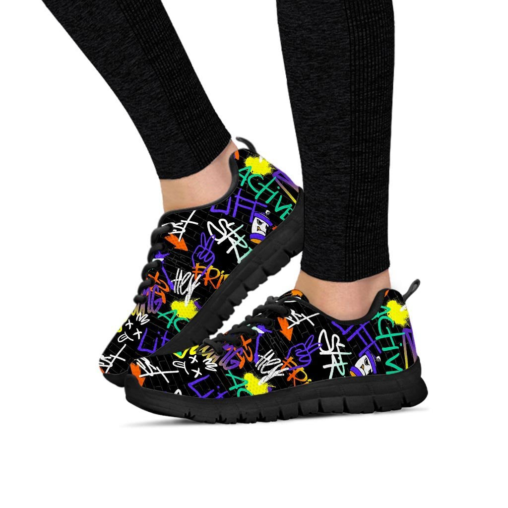 Urban Graffiti Print Women's Sneakers-grizzshop