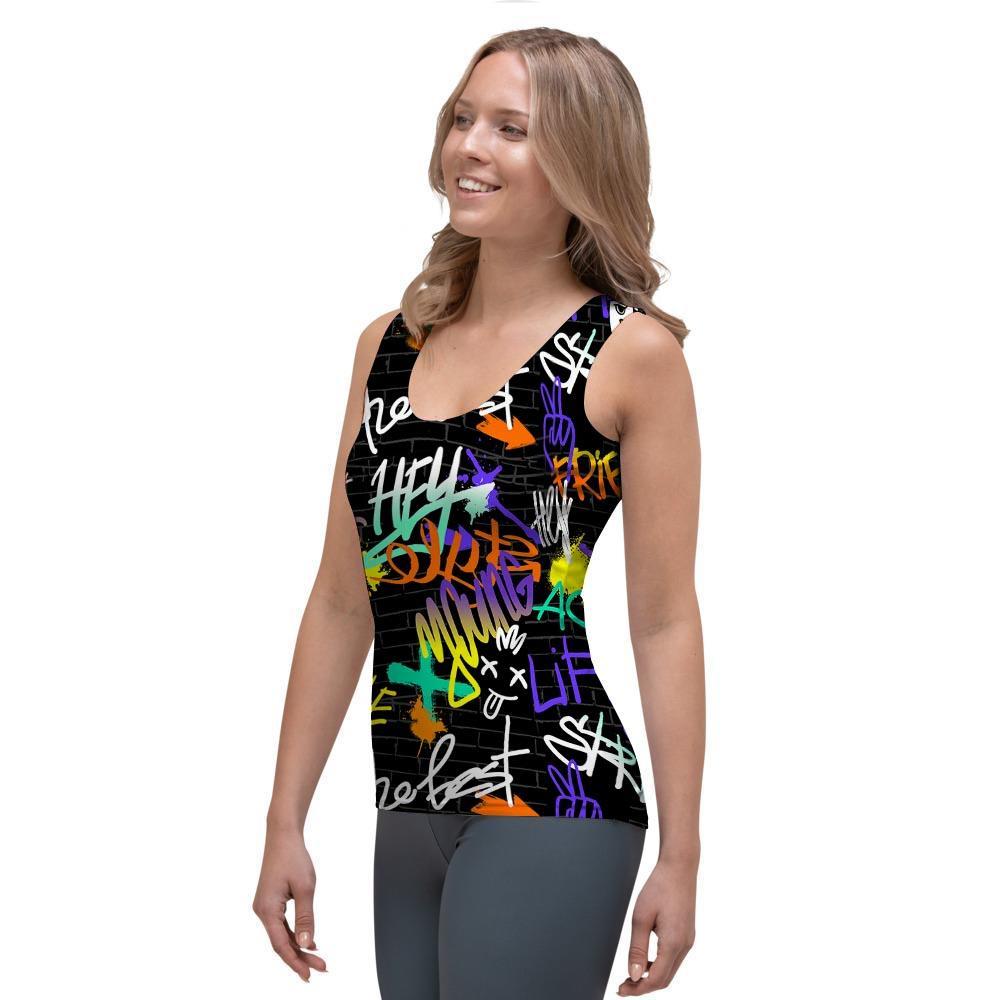 Urban Graffiti Print Women's Tank Top-grizzshop