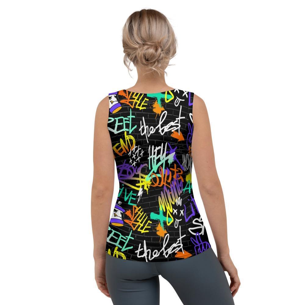 Urban Graffiti Print Women's Tank Top-grizzshop