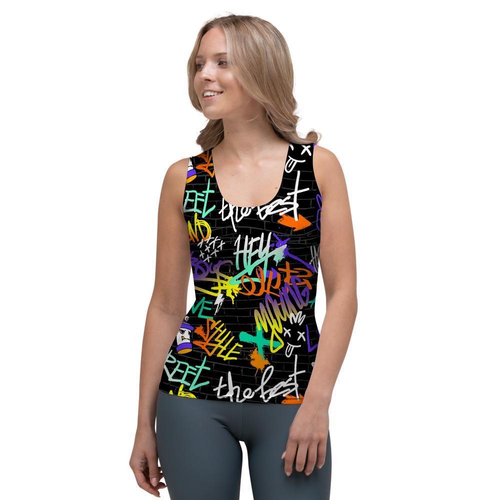 Urban Graffiti Print Women's Tank Top-grizzshop
