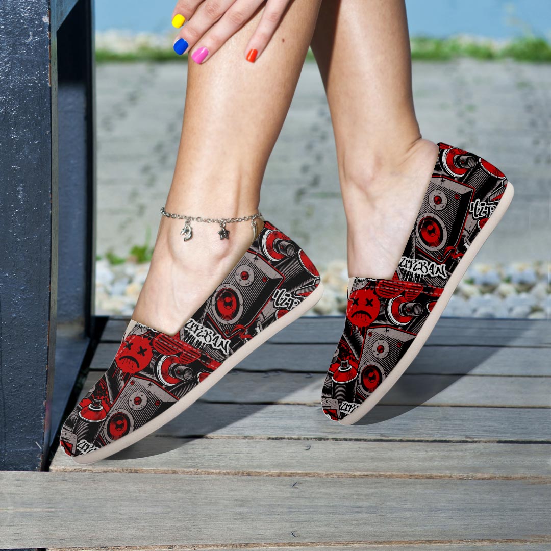 Urban Graffiti HipHop Print Canvas Shoes-grizzshop