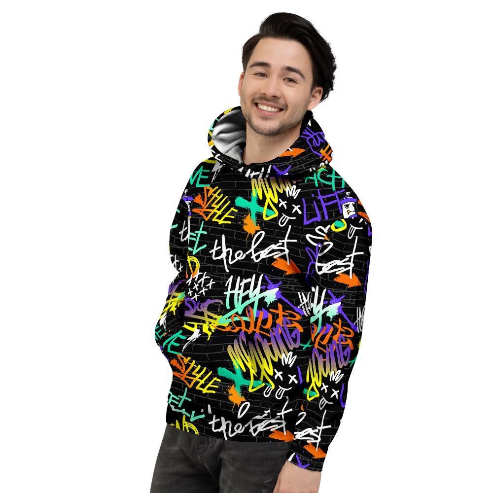 Urban Graffiti Print Men's Hoodie-grizzshop