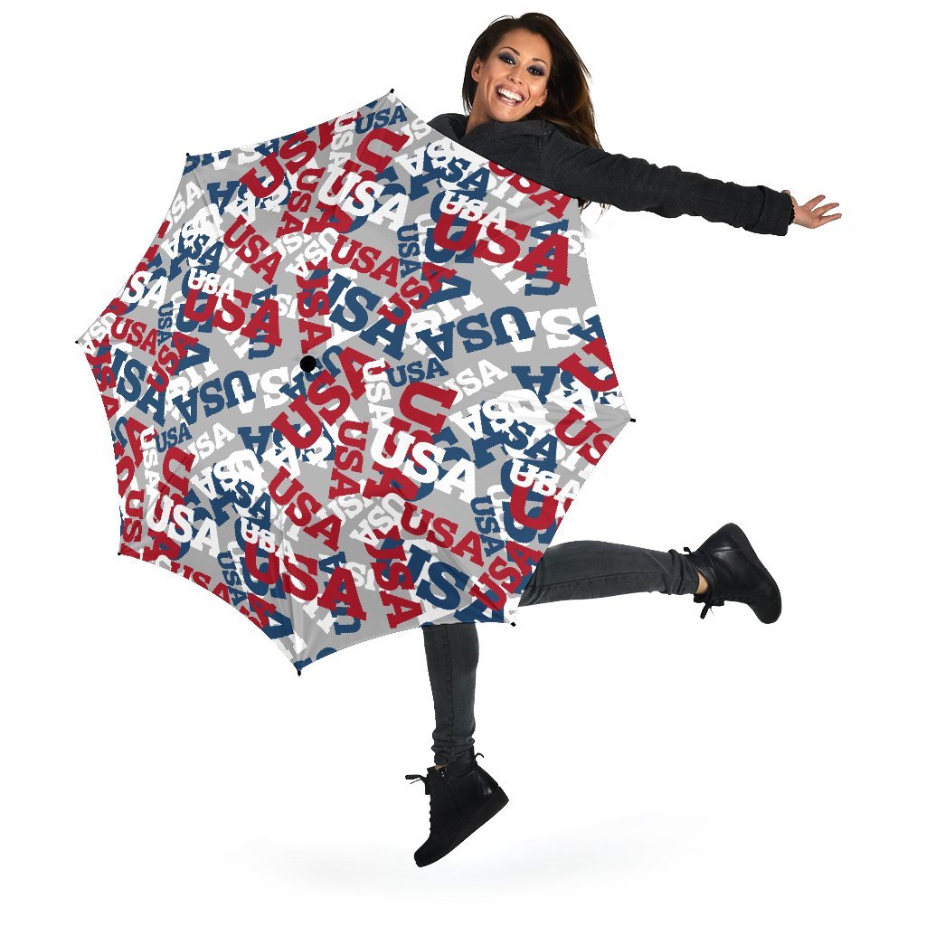 Usa Patriot Pattern Print Automatic Foldable Umbrella-grizzshop