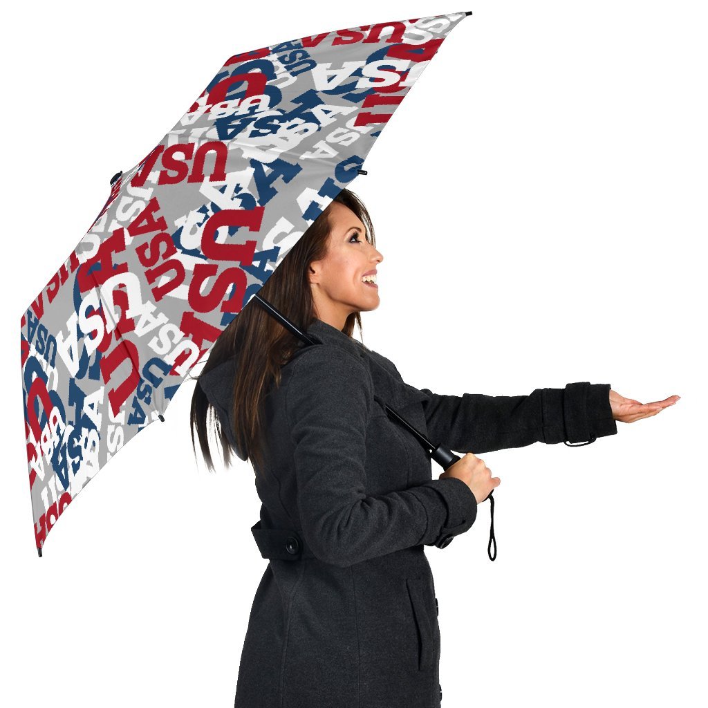 Usa Patriot Pattern Print Automatic Foldable Umbrella-grizzshop