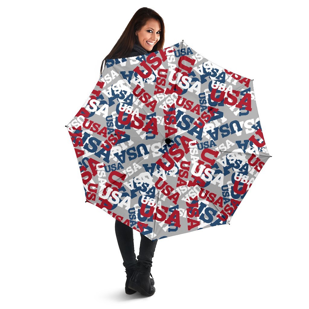 Usa Patriot Pattern Print Automatic Foldable Umbrella-grizzshop