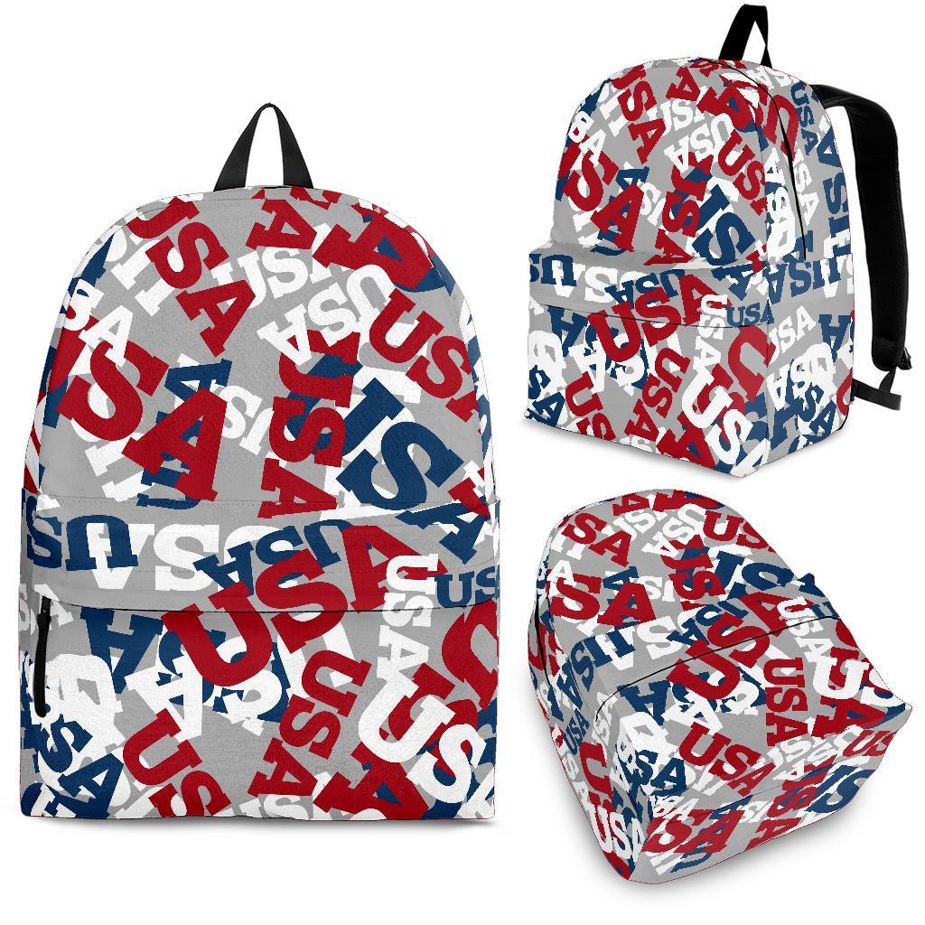 Usa Patriot Pattern Print Backpack-grizzshop