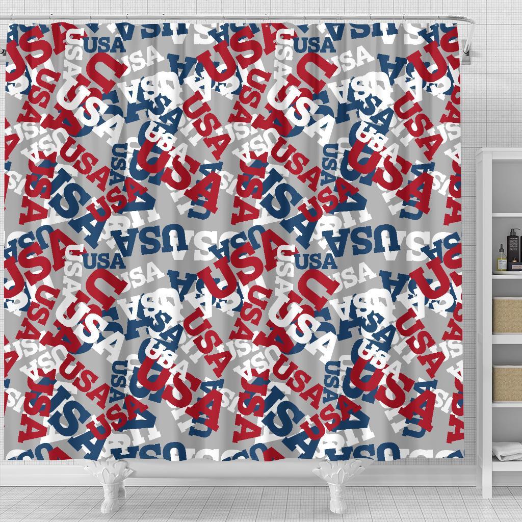 Usa Patriot Pattern Print Bathroom Shower Curtain-grizzshop