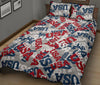 Usa Patriot Pattern Print Bed Set Quilt-grizzshop