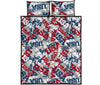 Usa Patriot Pattern Print Bed Set Quilt-grizzshop