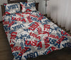 Usa Patriot Pattern Print Bed Set Quilt-grizzshop