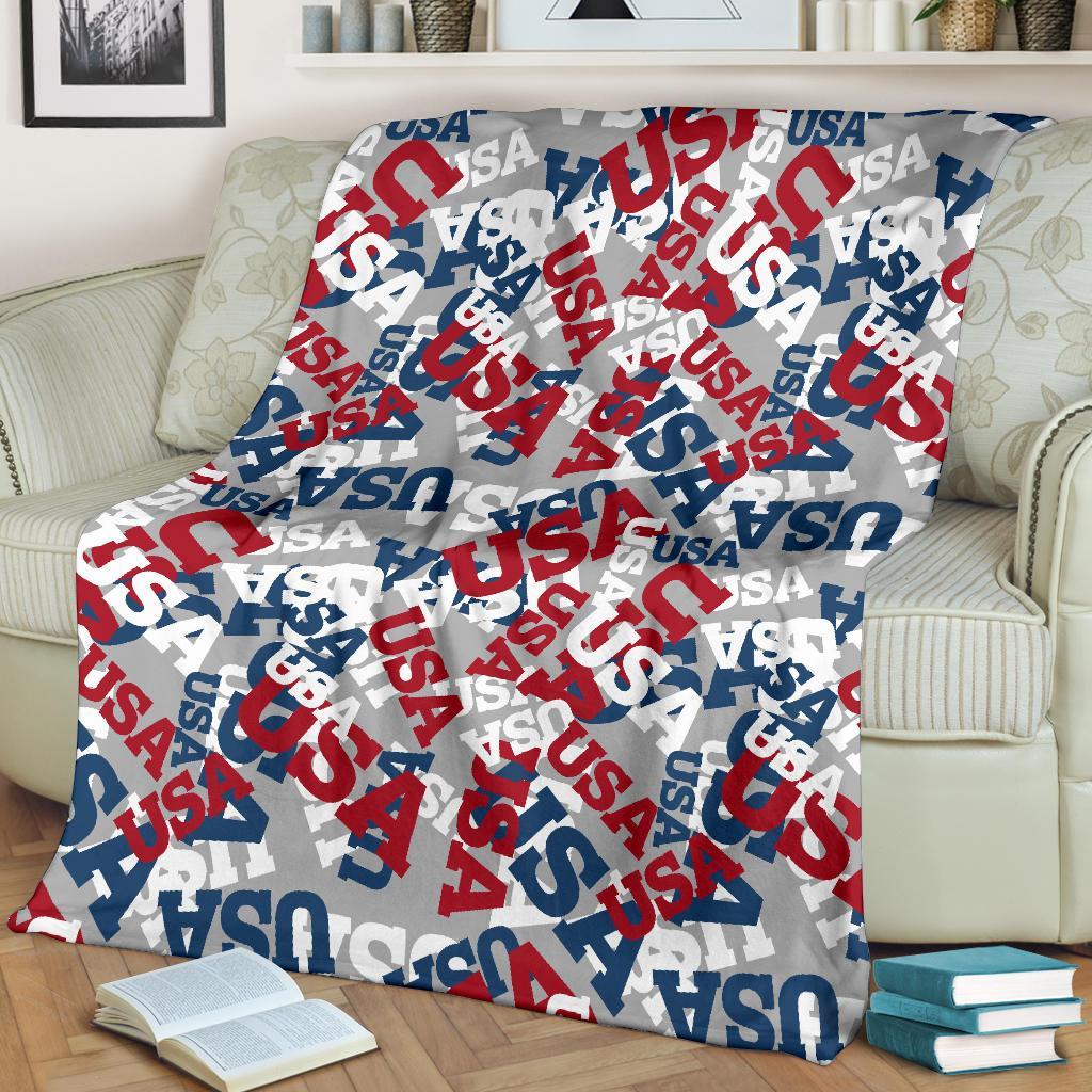 Usa Patriot Pattern Print Blanket-grizzshop