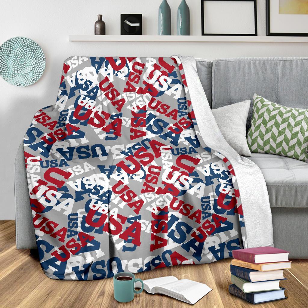 Usa Patriot Pattern Print Blanket-grizzshop