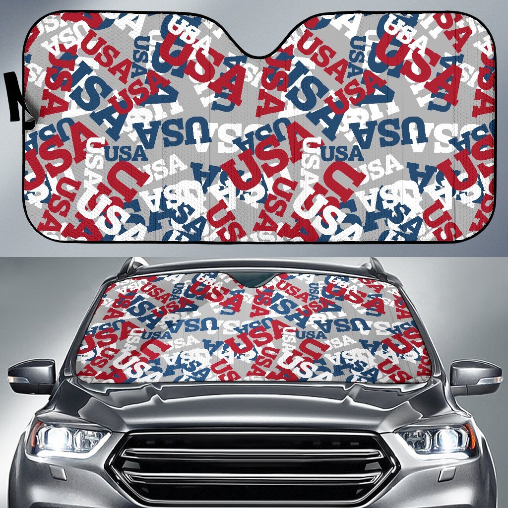 Usa Patriot Pattern Print Car Sun Shade-grizzshop