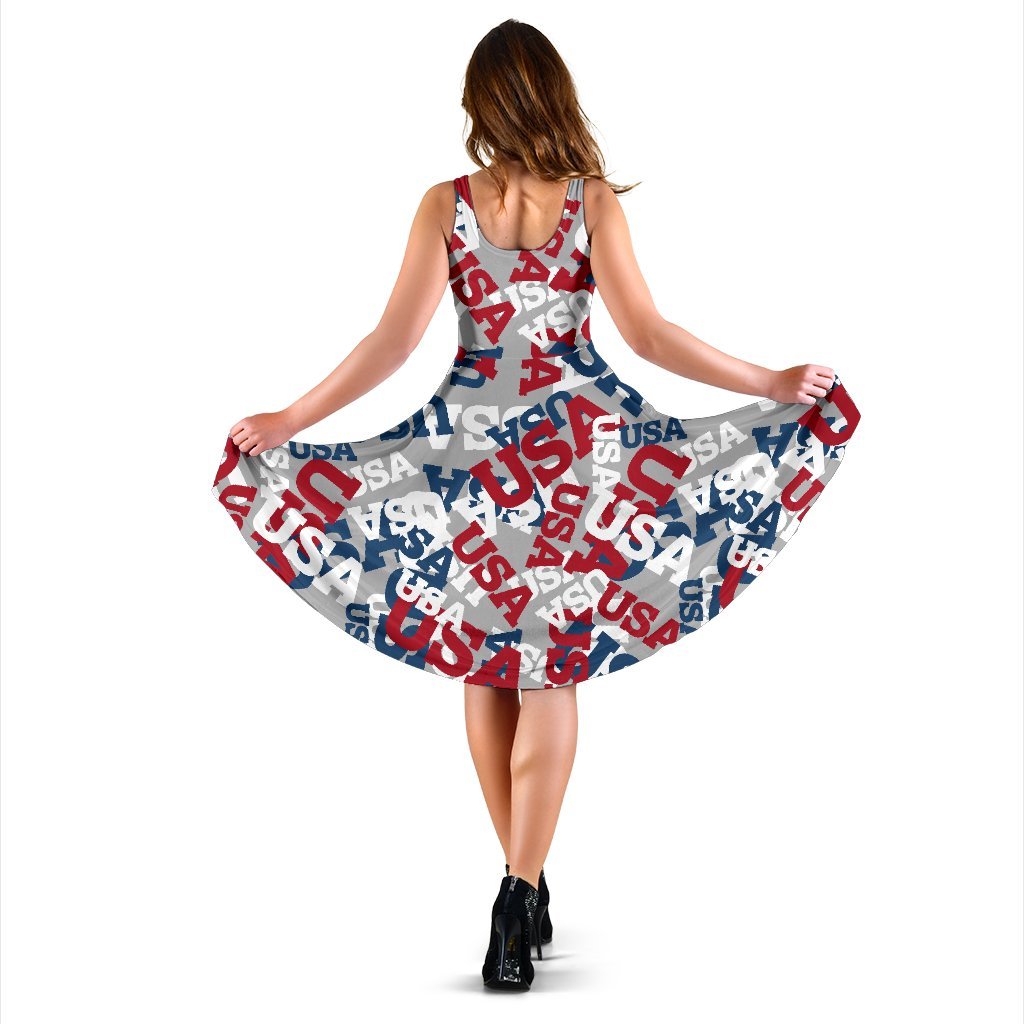 Usa Patriot Pattern Print Dress-grizzshop