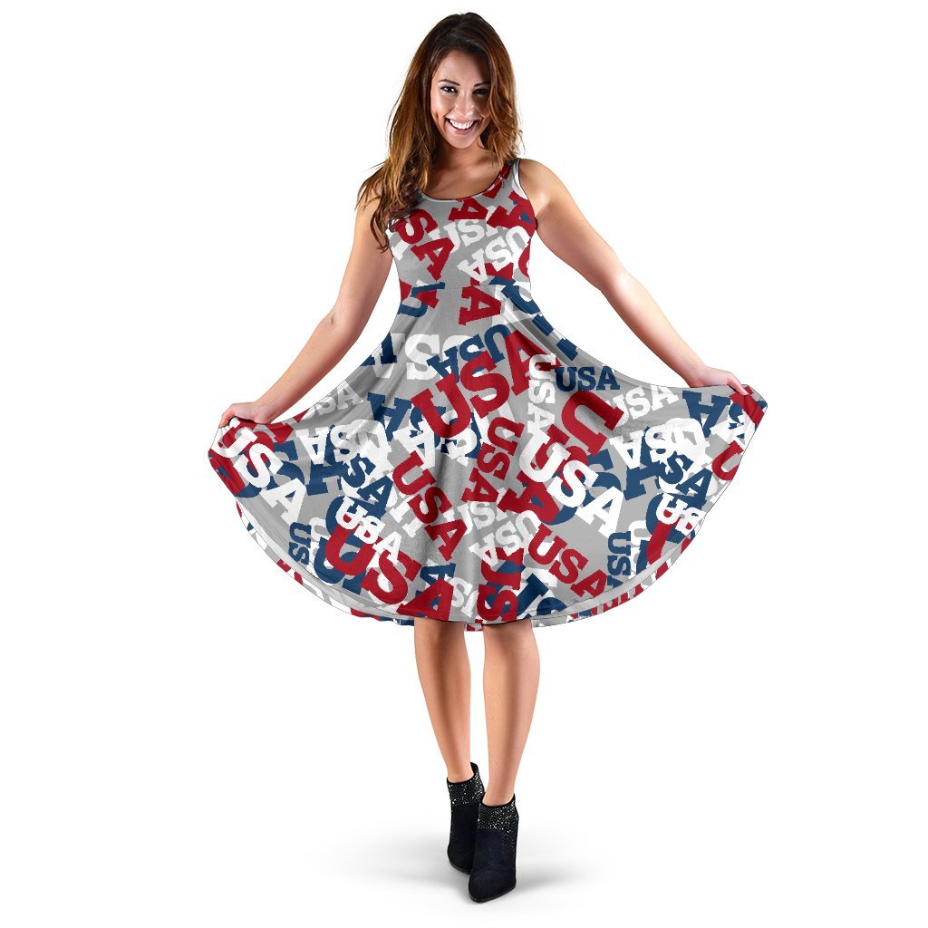 Usa Patriot Pattern Print Dress-grizzshop