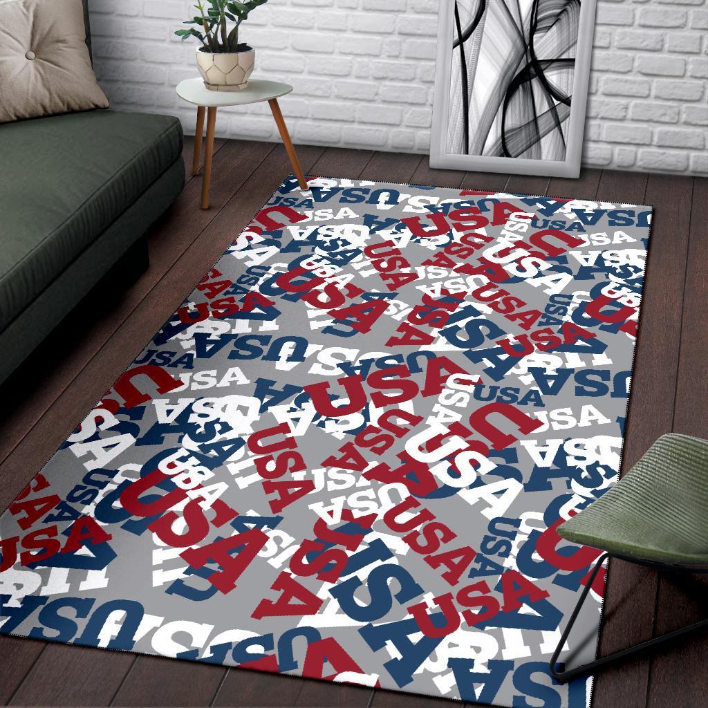 Usa Patriot Pattern Print Floor Mat-grizzshop