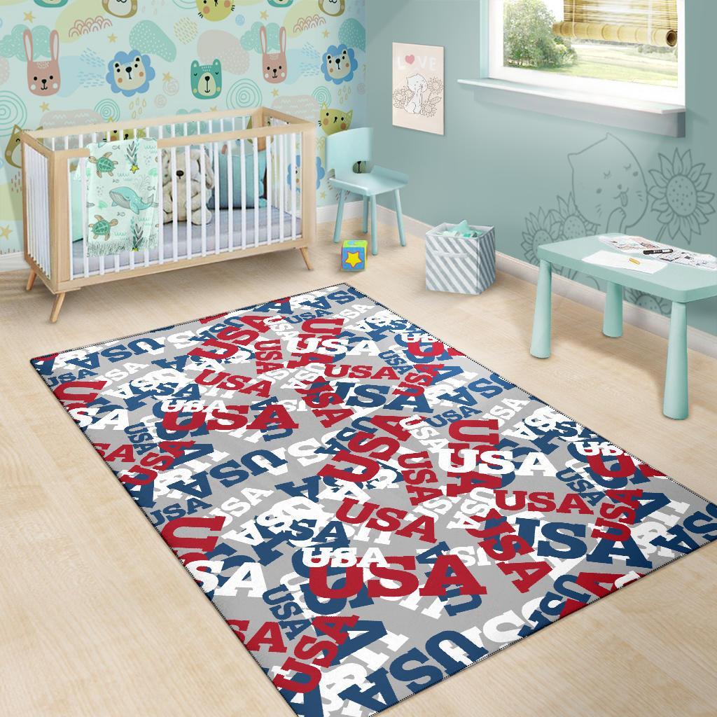 Usa Patriot Pattern Print Floor Mat-grizzshop