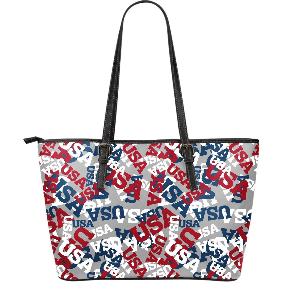 Usa Patriot Pattern Print Leather Tote Bag-grizzshop