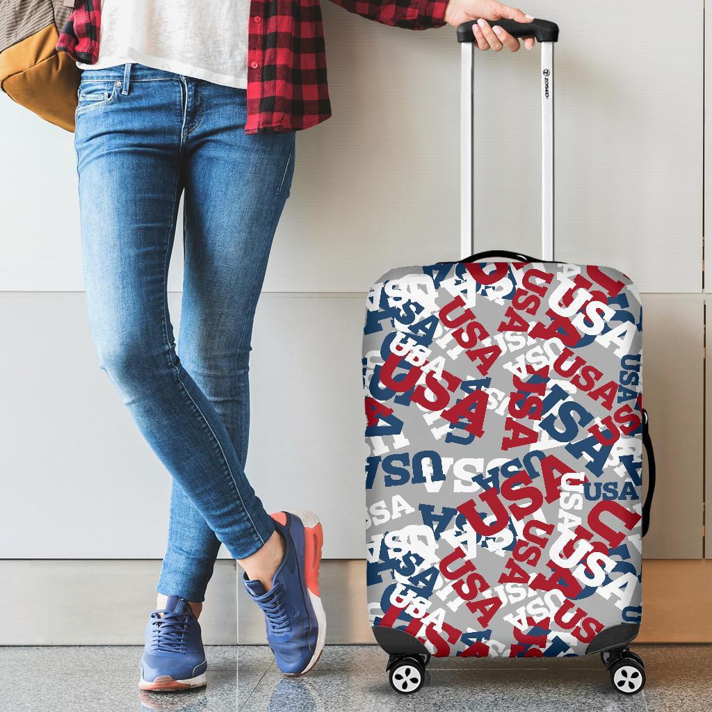 Usa Patriot Pattern Print Luggage Cover Protector-grizzshop