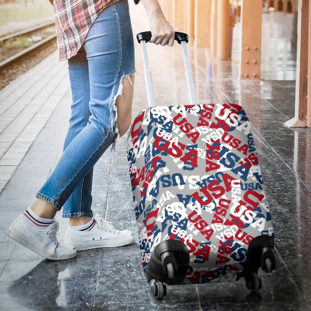 Usa Patriot Pattern Print Luggage Cover Protector-grizzshop