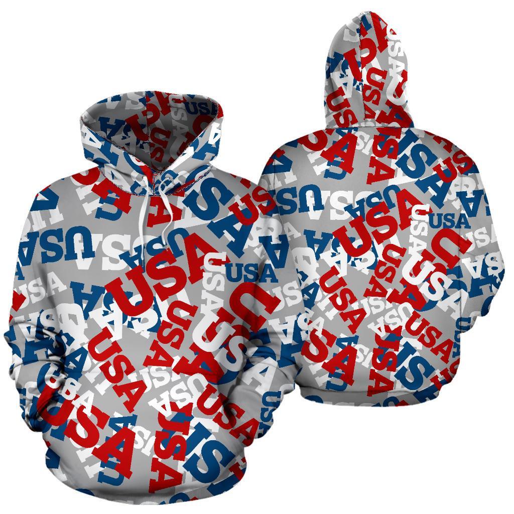 Usa Patriot Pattern Print Men Women Pullover Hoodie-grizzshop