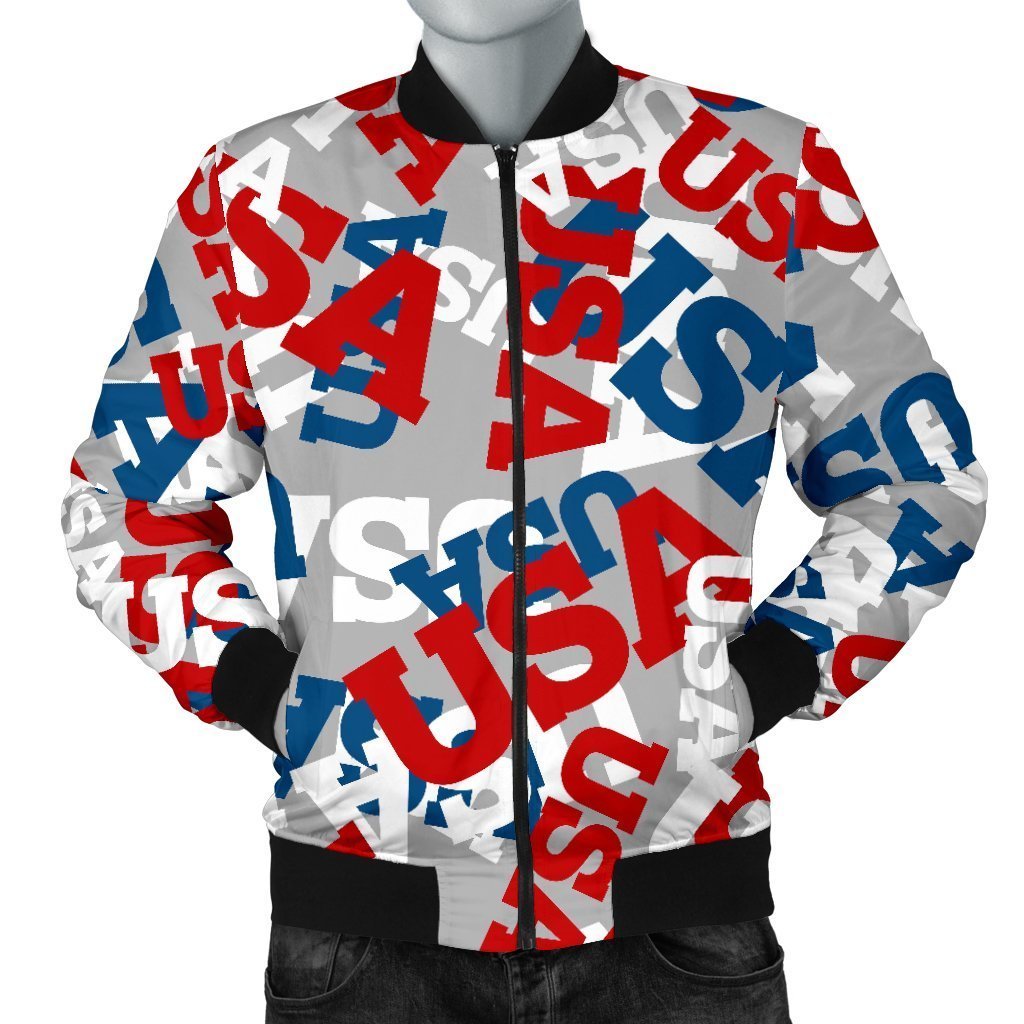 Usa Patriot Pattern Print Men's Bomber Jacket-grizzshop