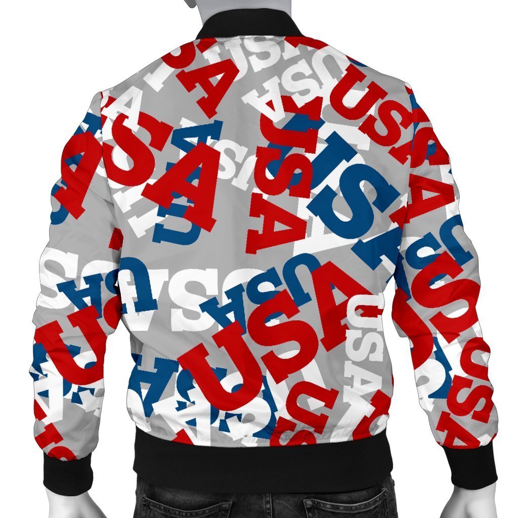 Usa Patriot Pattern Print Men's Bomber Jacket-grizzshop