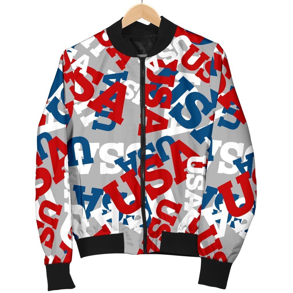 Usa Patriot Pattern Print Men's Bomber Jacket-grizzshop