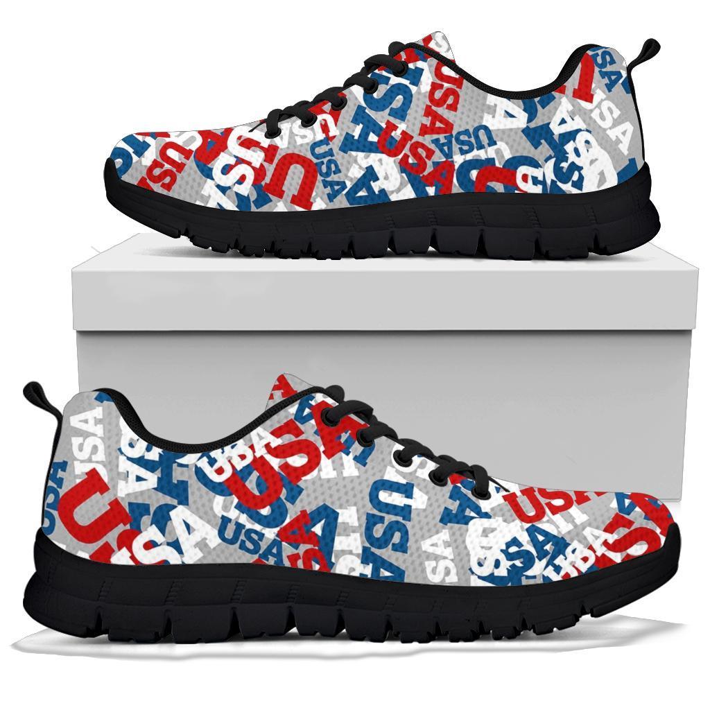 Usa Patriot Pattern Print Sneaker Shoes For Men Women-grizzshop