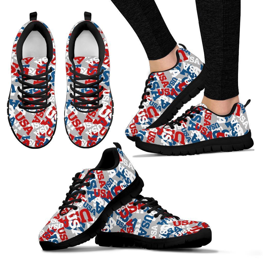 Usa Patriot Pattern Print Sneaker Shoes For Men Women-grizzshop