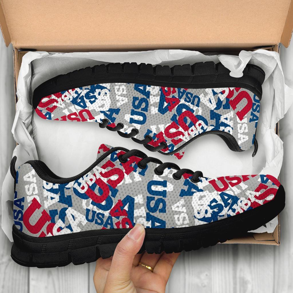 Usa Patriot Pattern Print Sneaker Shoes For Men Women-grizzshop