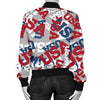 Usa Patriot Pattern Print Women Casual Bomber Jacket-grizzshop