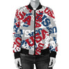 Usa Patriot Pattern Print Women Casual Bomber Jacket-grizzshop